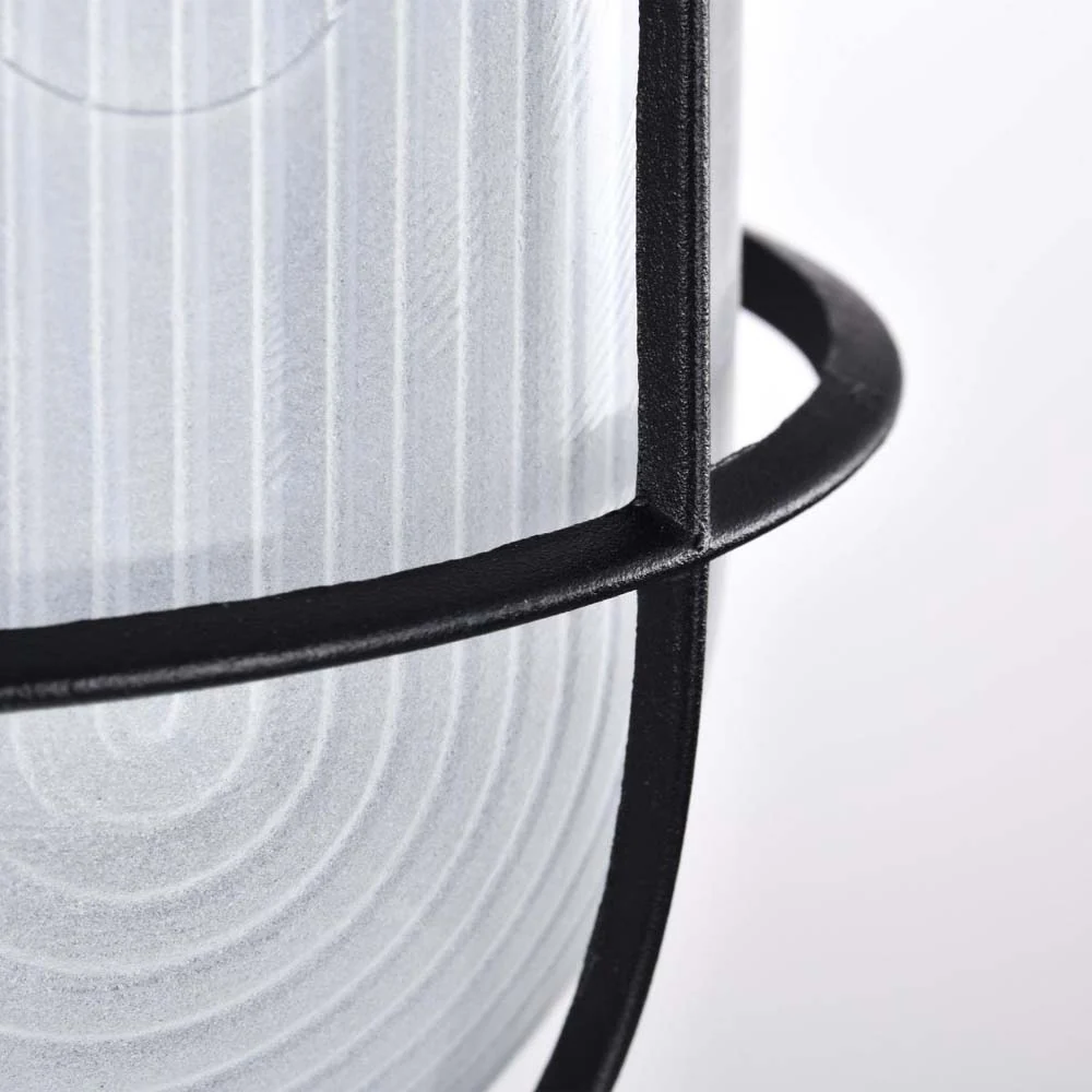 LED Oval Bulk Head Fixture Black Finish w/ White Glass - Image 5