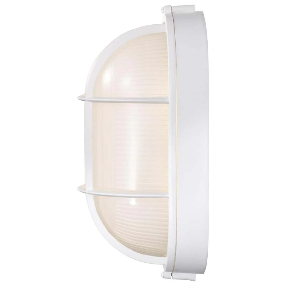 LED Oval Bulk Head Fixture White Finish w/ White Glass - Image 3