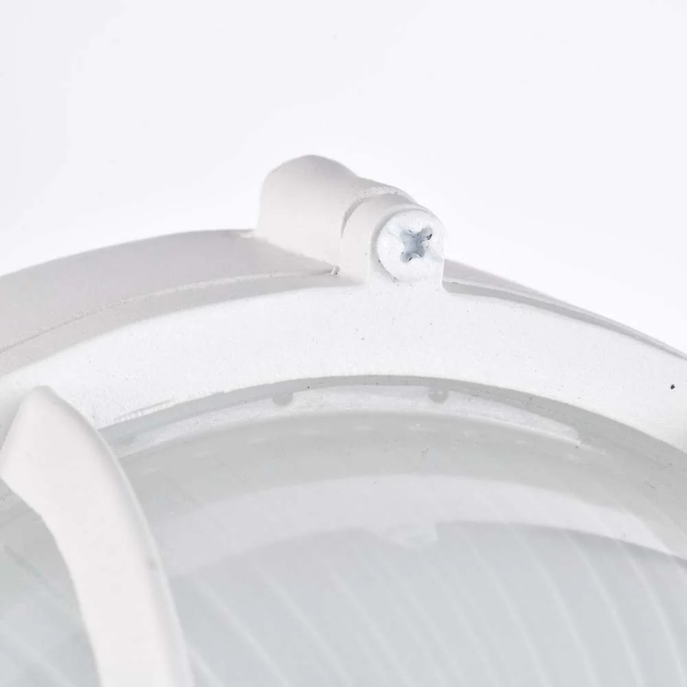 LED Oval Bulk Head Fixture White Finish w/ White Glass - Image 4