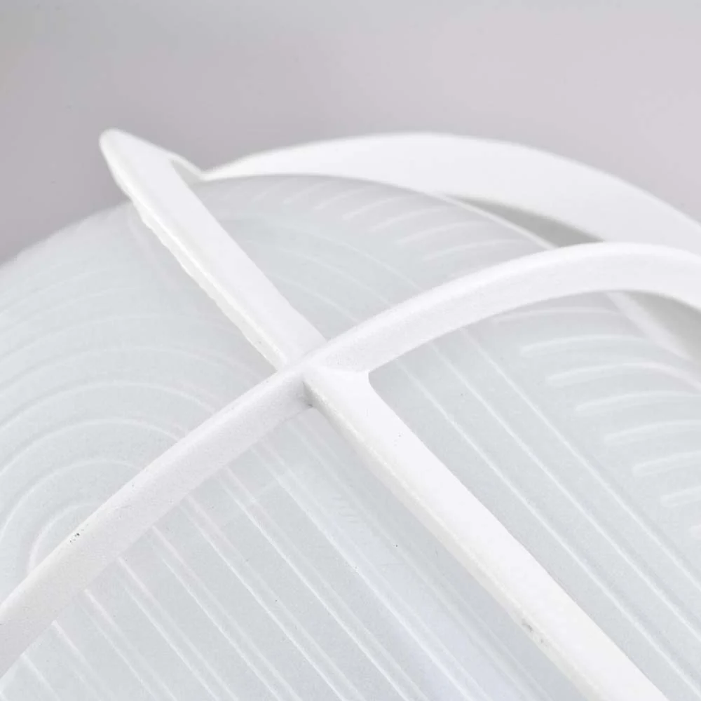 LED Oval Bulk Head Fixture White Finish w/ White Glass - Image 6