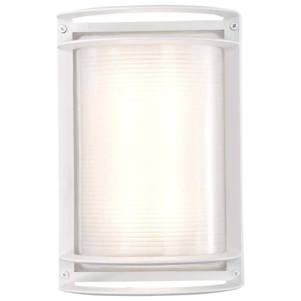 LED Rectangular Bulk Head Fixture White Finish w/ White Glass - Image 4