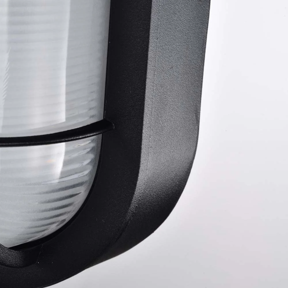 LED Small Oval Bulk Head Fixture Black Finish w/ White Glass - Image 6