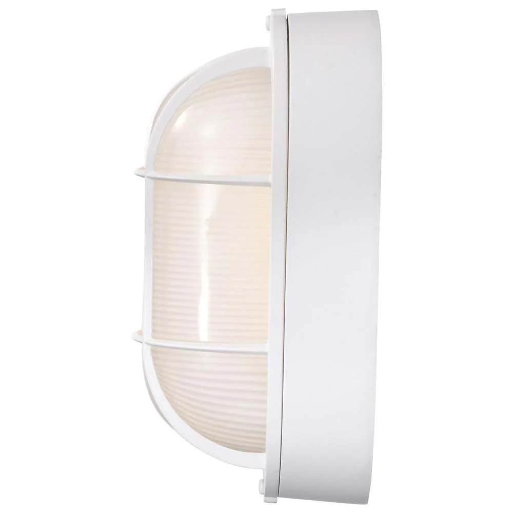 LED Small Oval Bulk Head Fixture White Finish w/ White Glass - Image 4