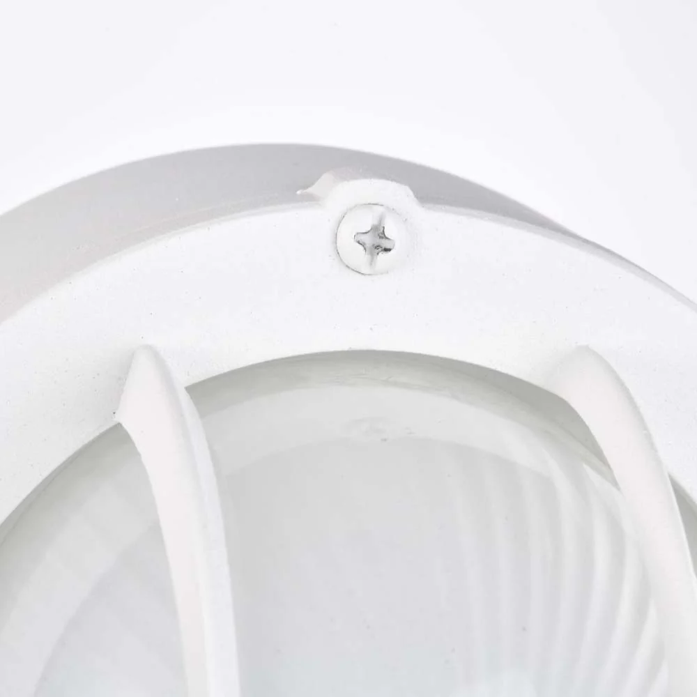 LED Small Oval Bulk Head Fixture White Finish w/ White Glass - Image 6
