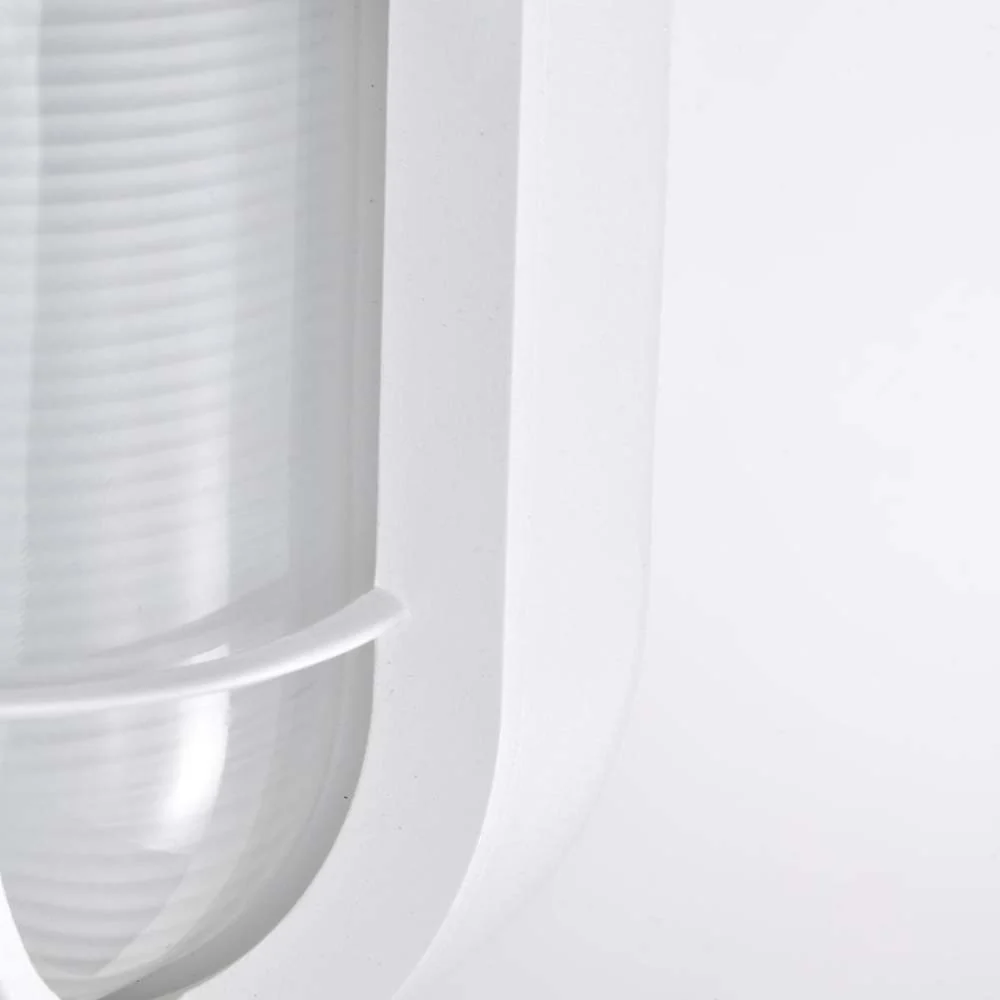 LED Small Oval Bulk Head Fixture White Finish w/ White Glass - Image 7