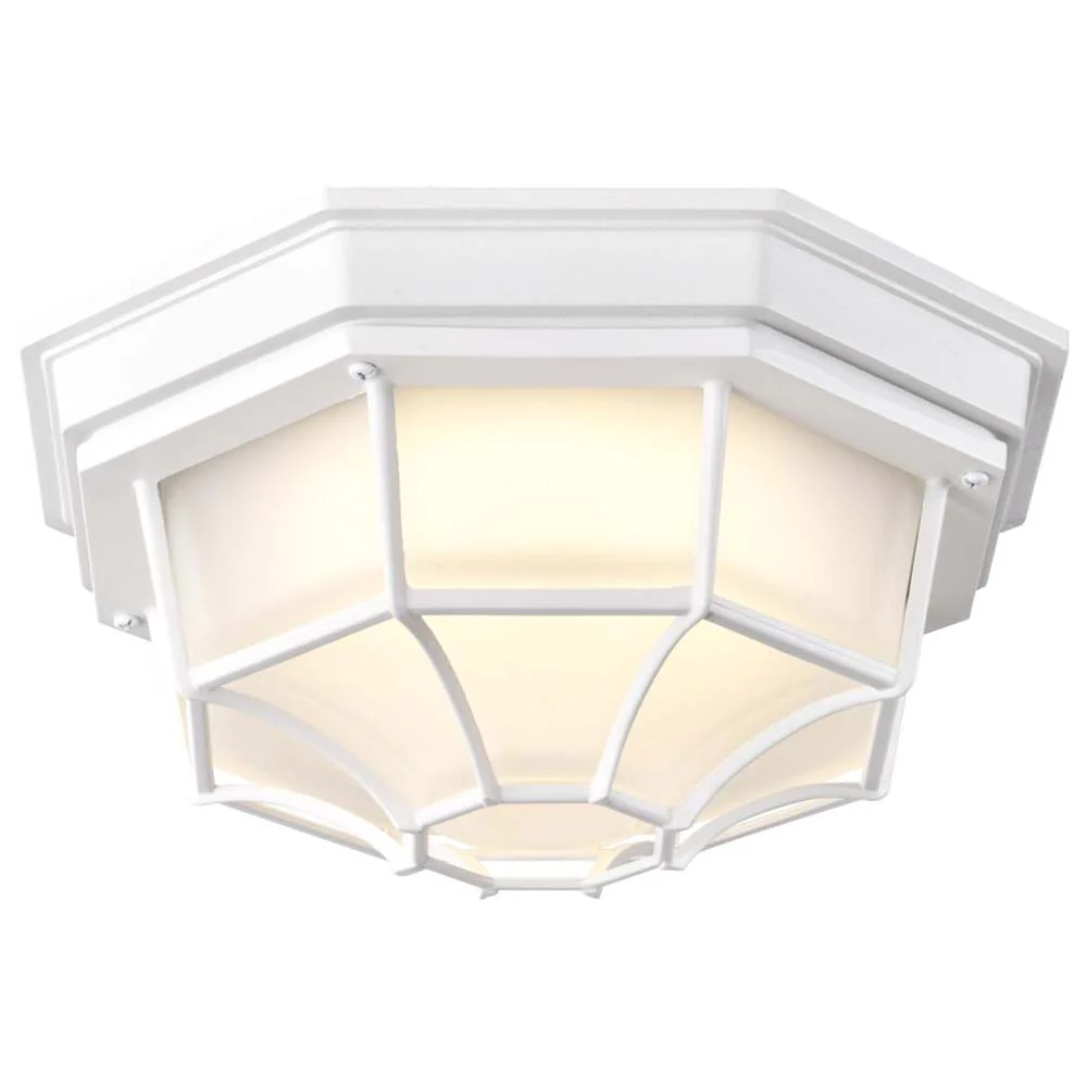 LED Spider Cage Fixture White Finish w/ Frosted Glass - Image 2
