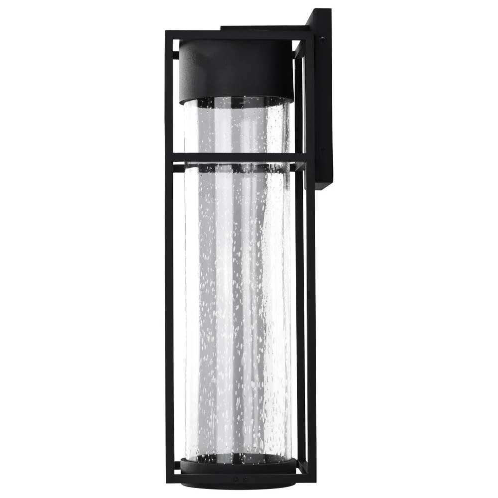 Ledges 10W LED Large Wall Lantern Matte Black w/ Clear Seeded Glass - Image 2