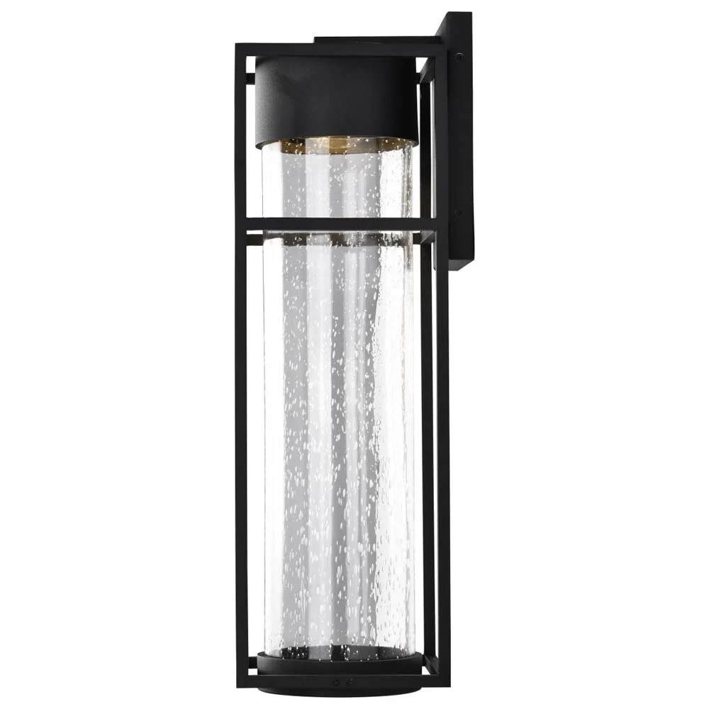 Ledges 10W LED Large Wall Lantern Matte Black w/ Clear Seeded Glass - Image 3