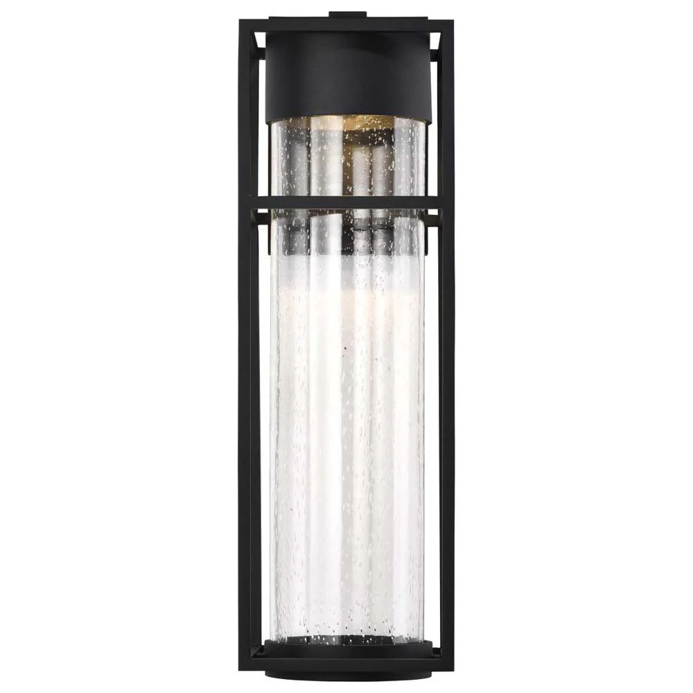Ledges 10W LED Large Wall Lantern Matte Black w/ Clear Seeded Glass - Image 4