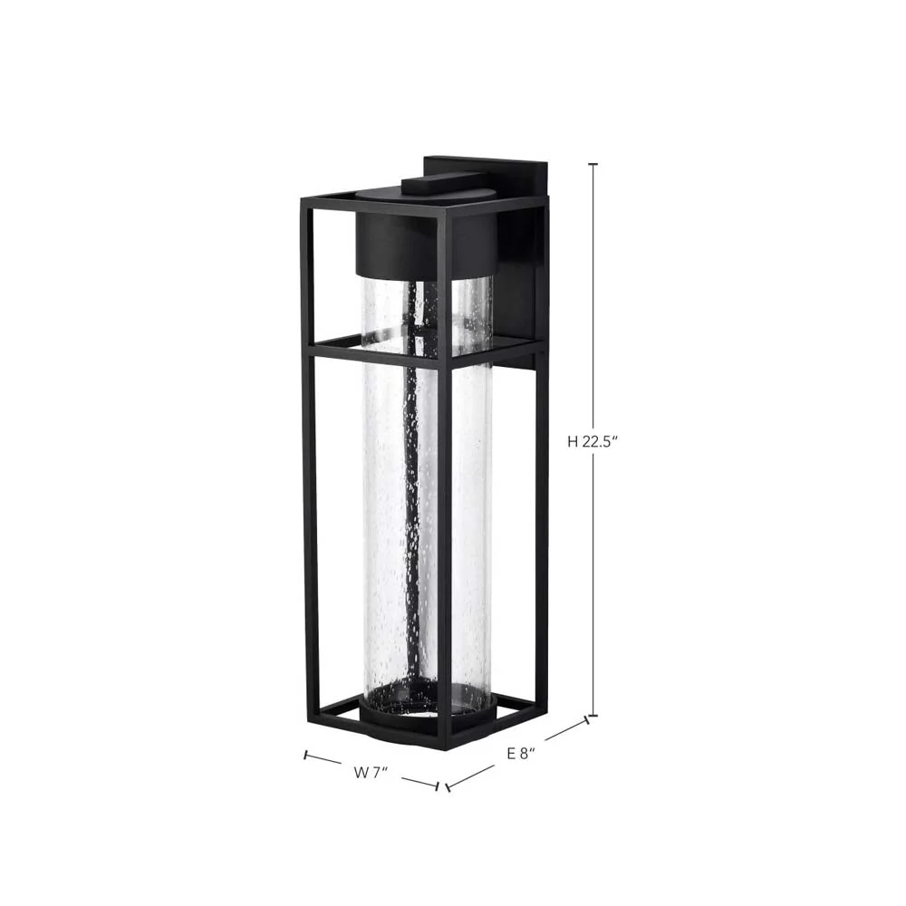 Ledges 10W LED Large Wall Lantern Matte Black w/ Clear Seeded Glass - Image 6