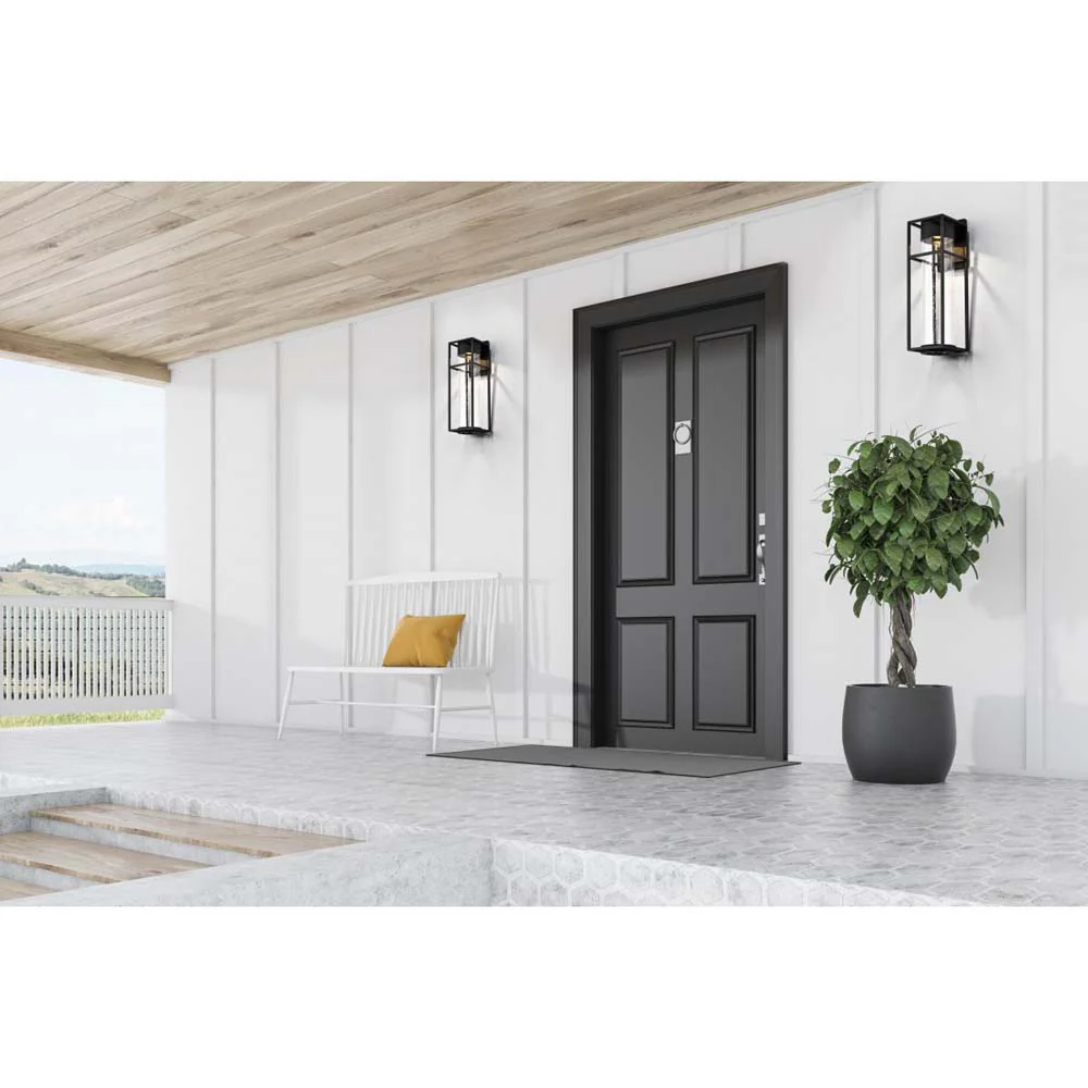 Ledges 10W LED Large Wall Lantern Matte Black w/ Clear Seeded Glass - Image 8