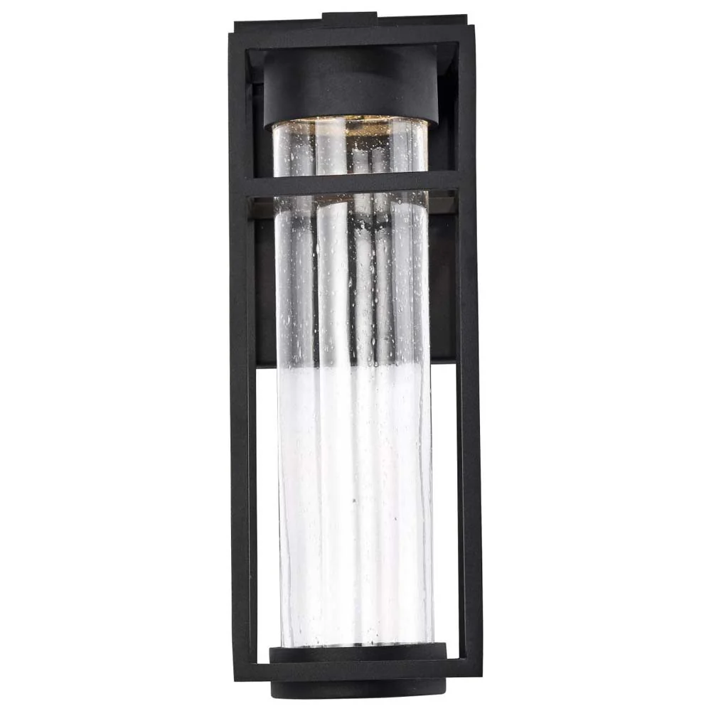 Ledges 6W LED Medium Wall Lantern Matte Black w/ Clear Seeded Glass - Image 2