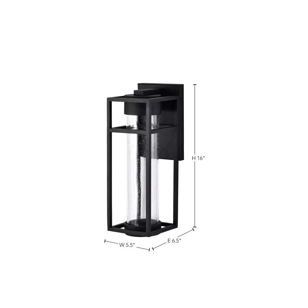 Ledges 6W LED Medium Wall Lantern Matte Black w/ Clear Seeded Glass - Image 5