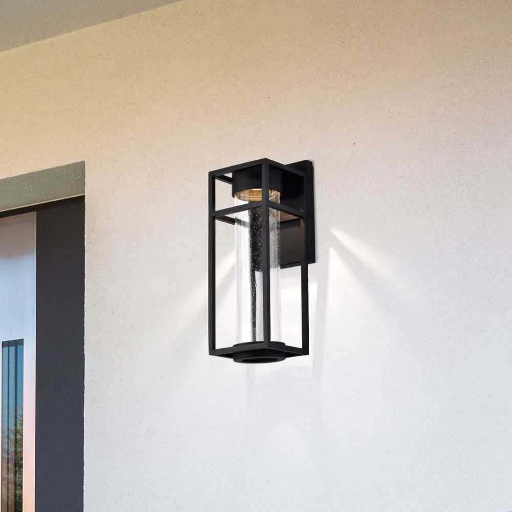 Ledges 6W LED Medium Wall Lantern Matte Black w/ Clear Seeded Glass - Image 7
