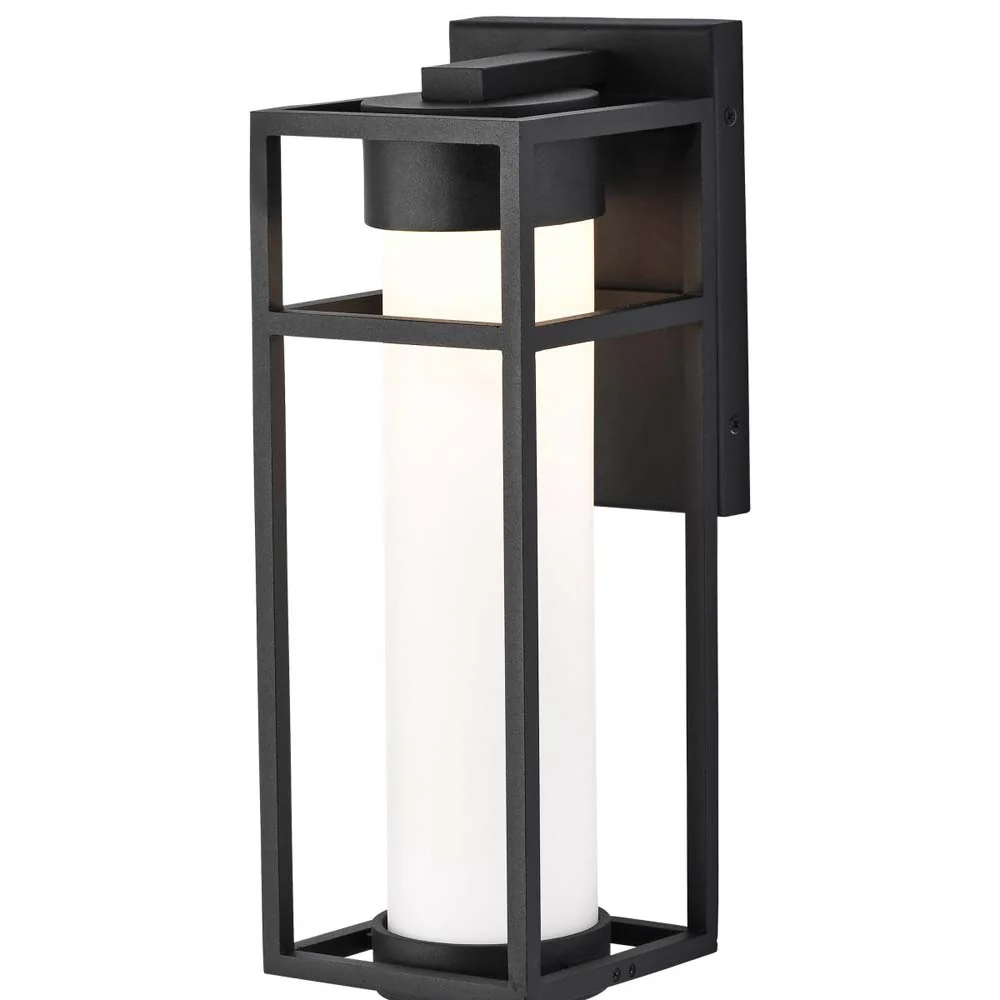 Ledges 6W LED Medium Wall Lantern Matte Black w/ White Opal Glass - Image 2