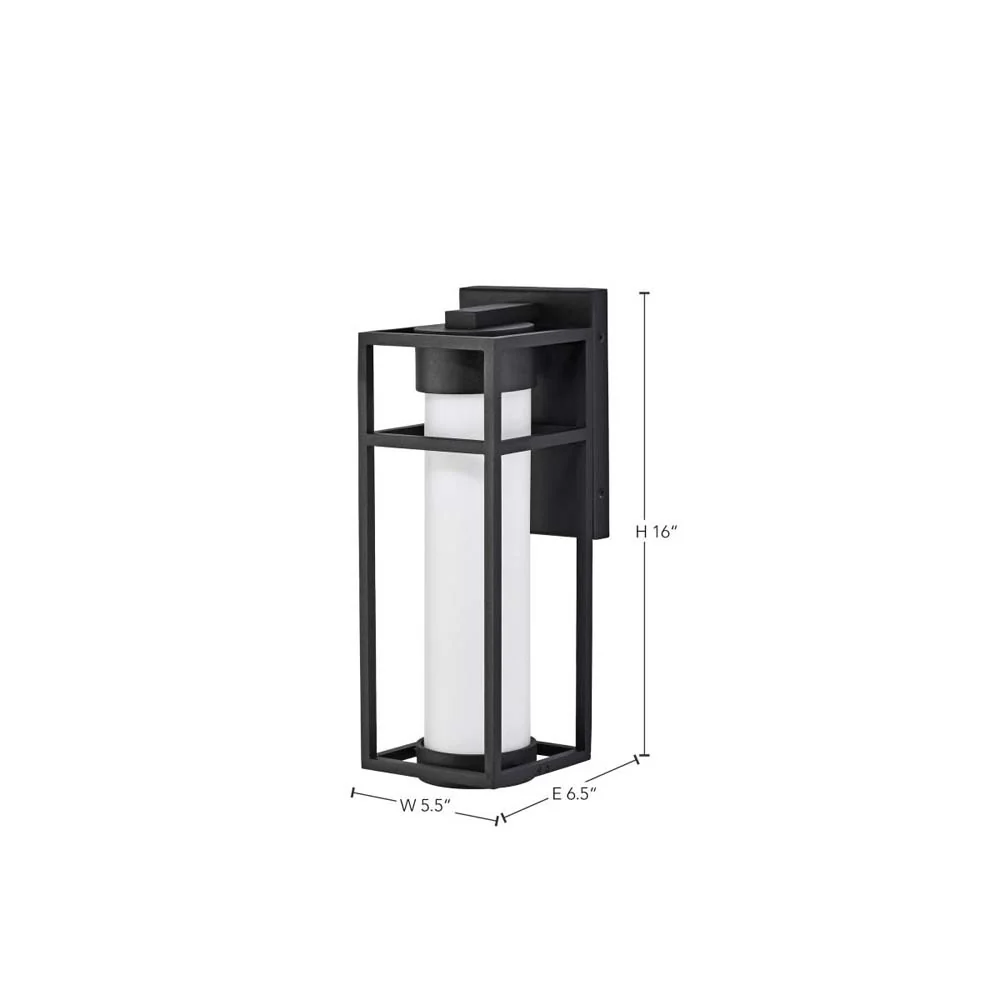 Ledges 6W LED Medium Wall Lantern Matte Black w/ White Opal Glass - Image 4