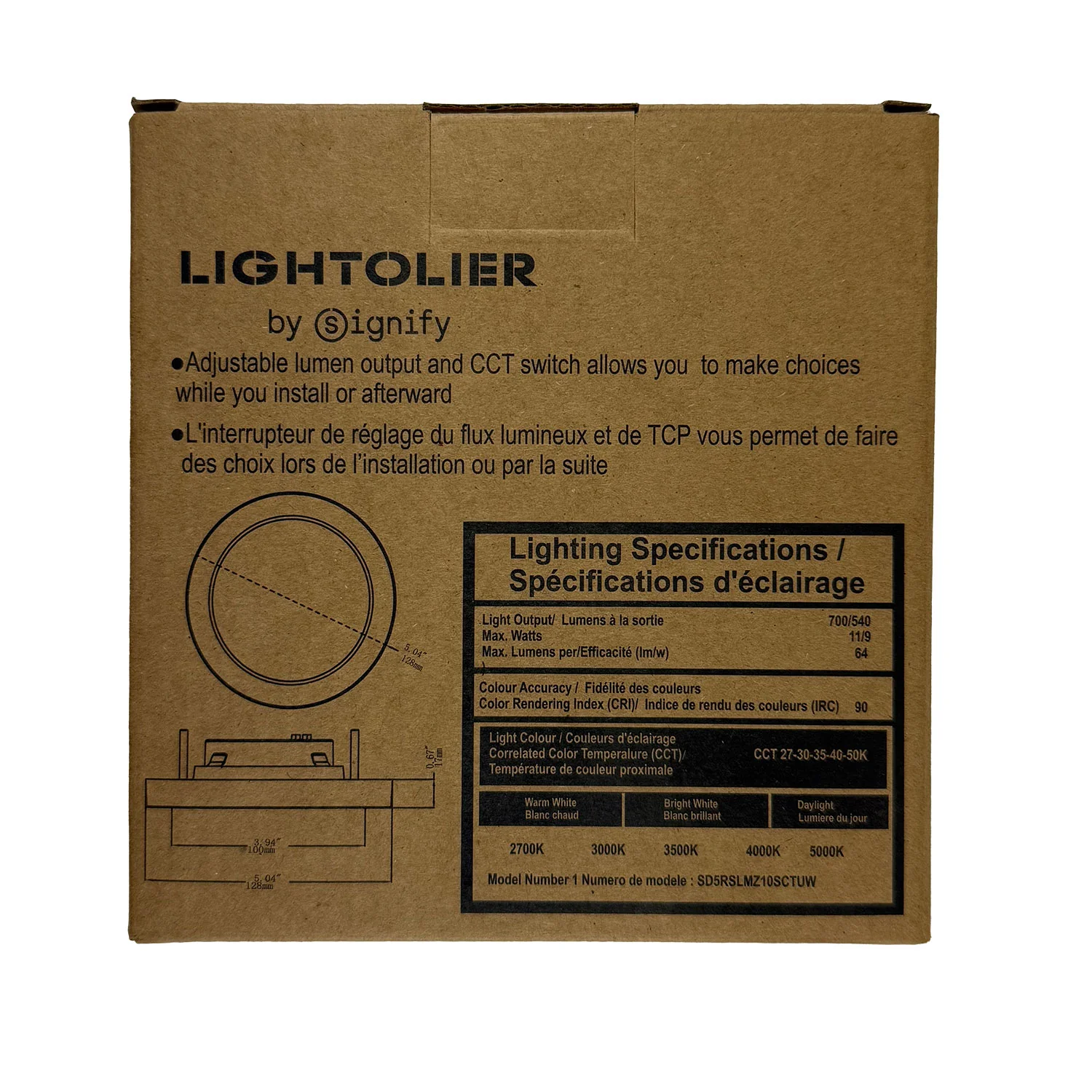 Lightolier 5-in UNV Round LED Surface Mount Downlight Lumen & 5CCT Selectable - Image 7