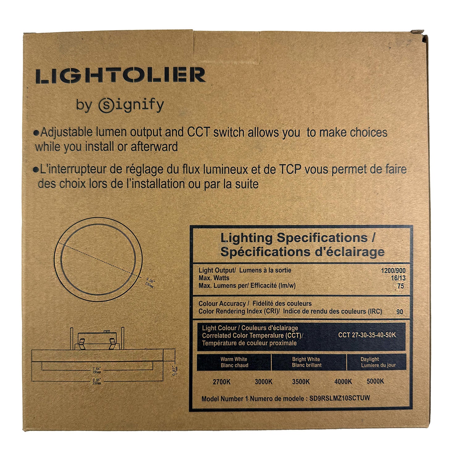 Lightolier 9-in UNV Round LED Surface Mount Downlight Lumen & 5CCT Selectable - Image 9