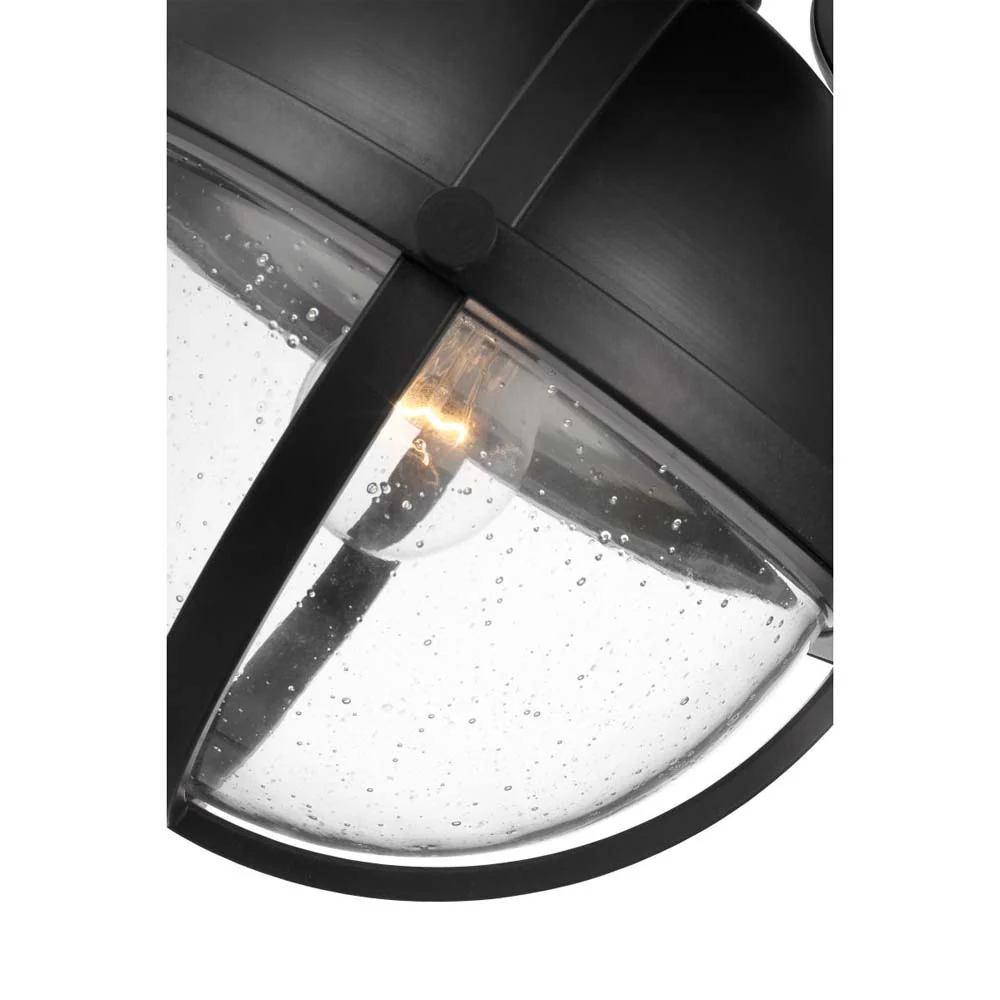 Lincoln 60w 1-Light Semi Flush Mount Clear Seeded Glass E26 Base Black Finish - Image 4