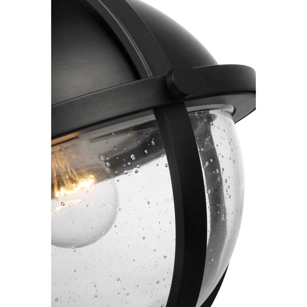 Lincoln 60w 1-Light Semi Flush Mount Clear Seeded Glass E26 Base Black Finish - Image 5