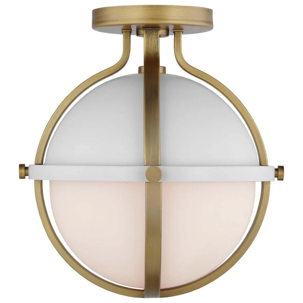 Lincoln 60w 1-Light Semi Flush Mount Opal Glass E26 Base Matte White Finish - Image 2