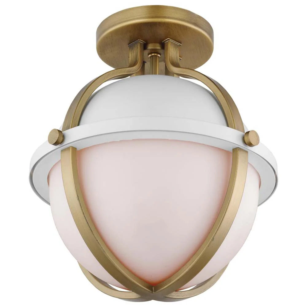 Lincoln 60w 1-Light Semi Flush Mount Opal Glass E26 Base Matte White Finish - Image 3