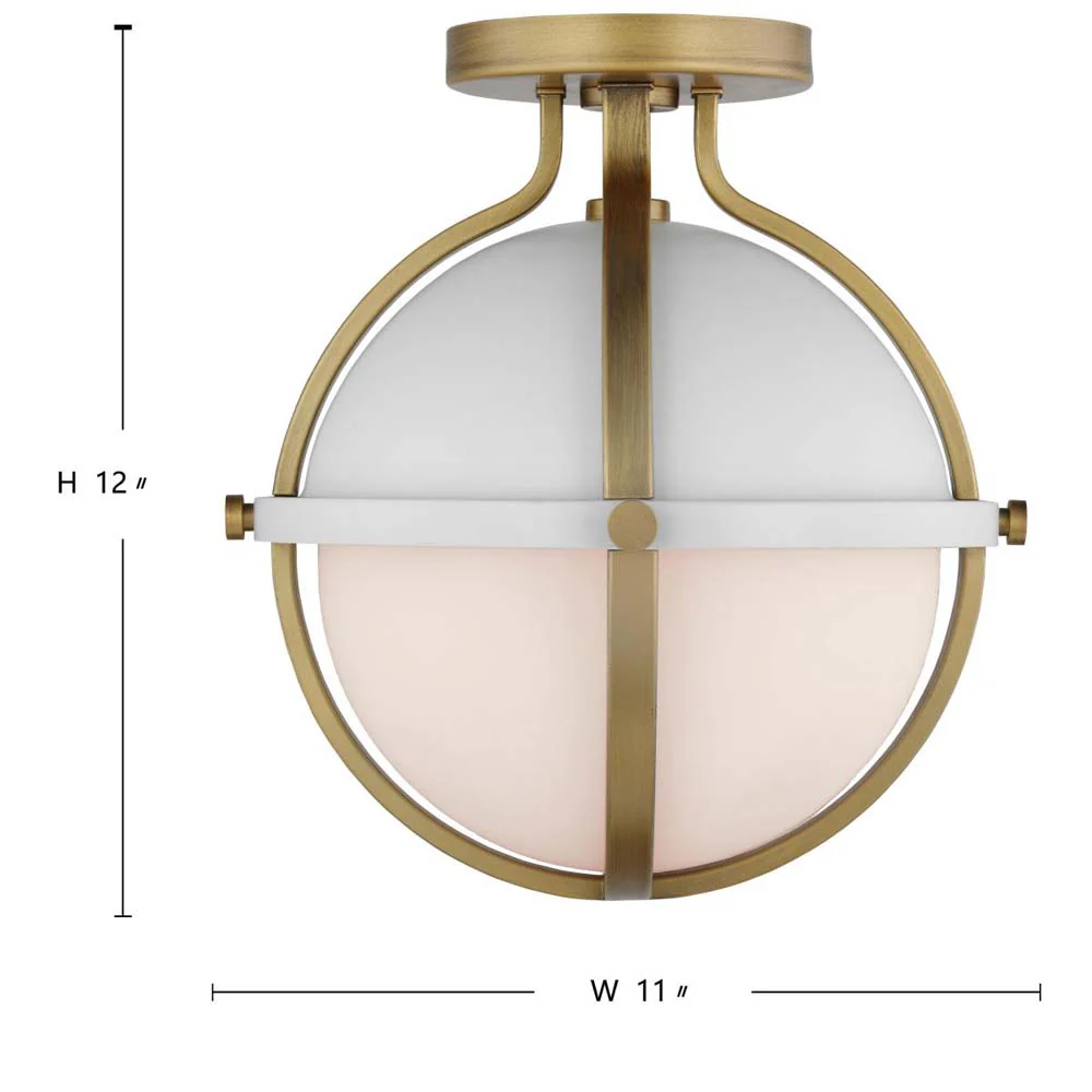 Lincoln 60w 1-Light Semi Flush Mount Opal Glass E26 Base Matte White Finish - Image 6