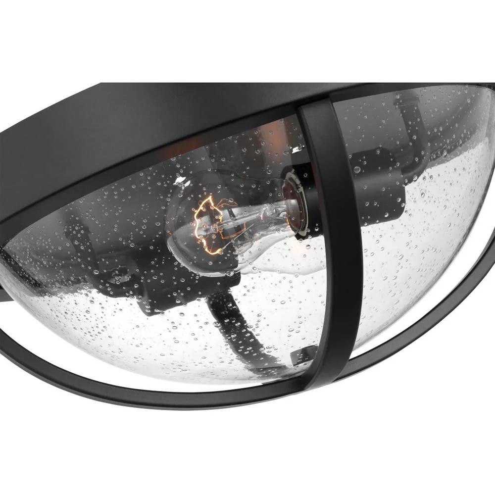 Lincoln 60w 2-Light Large Flush Mount Clear Seeded Glass E26 Base Black Finish - Image 5