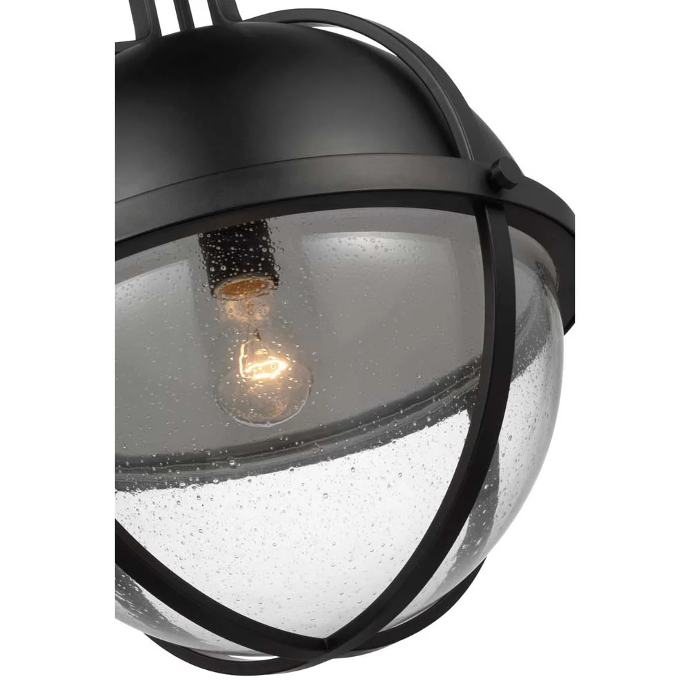 Lincoln Large Pendant E26 Base 60w Matte Black Finish Clear Seeded Glass - Image 4