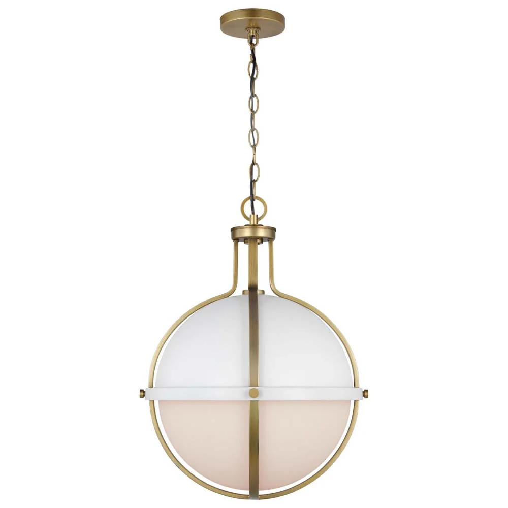 Lincoln Large Pendant E26 Base 60w Matte White Finish White Opal Glass - Image 2
