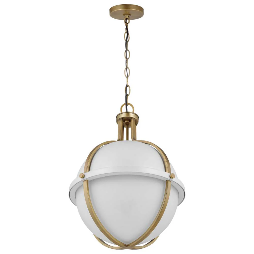 Lincoln Large Pendant E26 Base 60w Matte White Finish White Opal Glass - Image 3