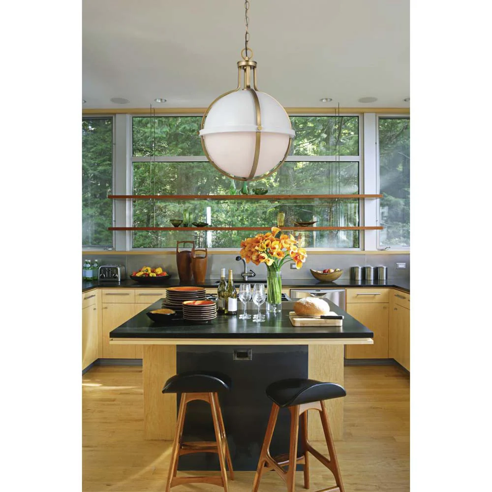 Lincoln Large Pendant E26 Base 60w Matte White Finish White Opal Glass - Image 6