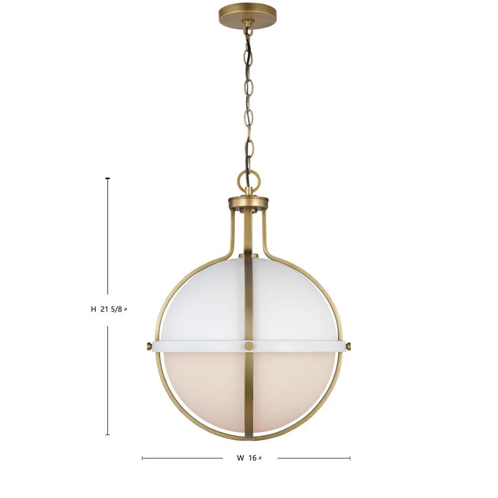 Lincoln Large Pendant E26 Base 60w Matte White Finish White Opal Glass - Image 8