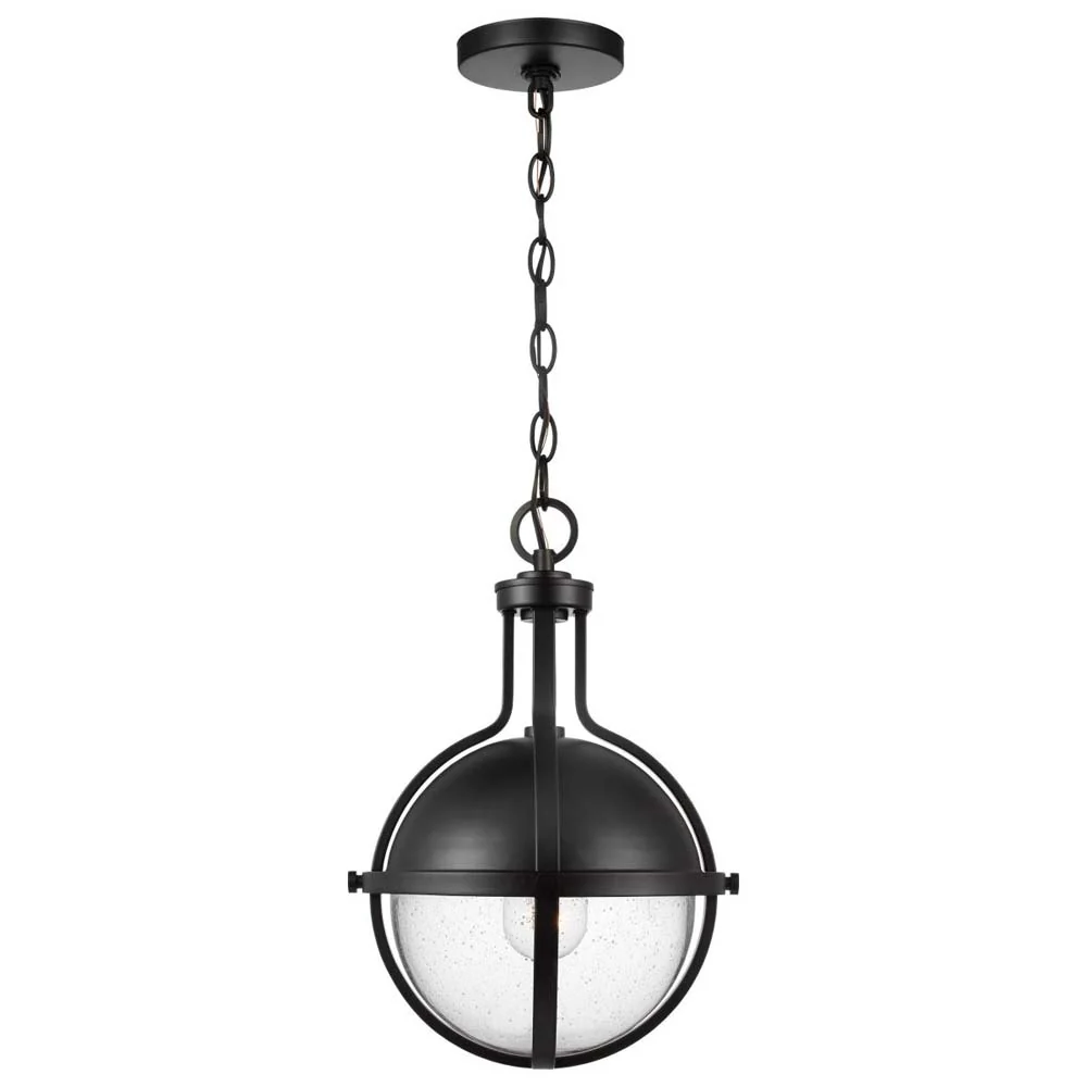 Lincoln Medium Pendant E26 Base 60w Matte Black Finish Clear Seeded Glass - Image 2