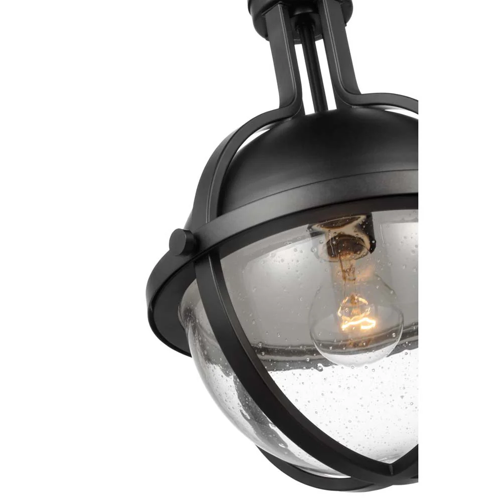 Lincoln Medium Pendant E26 Base 60w Matte Black Finish Clear Seeded Glass - Image 4