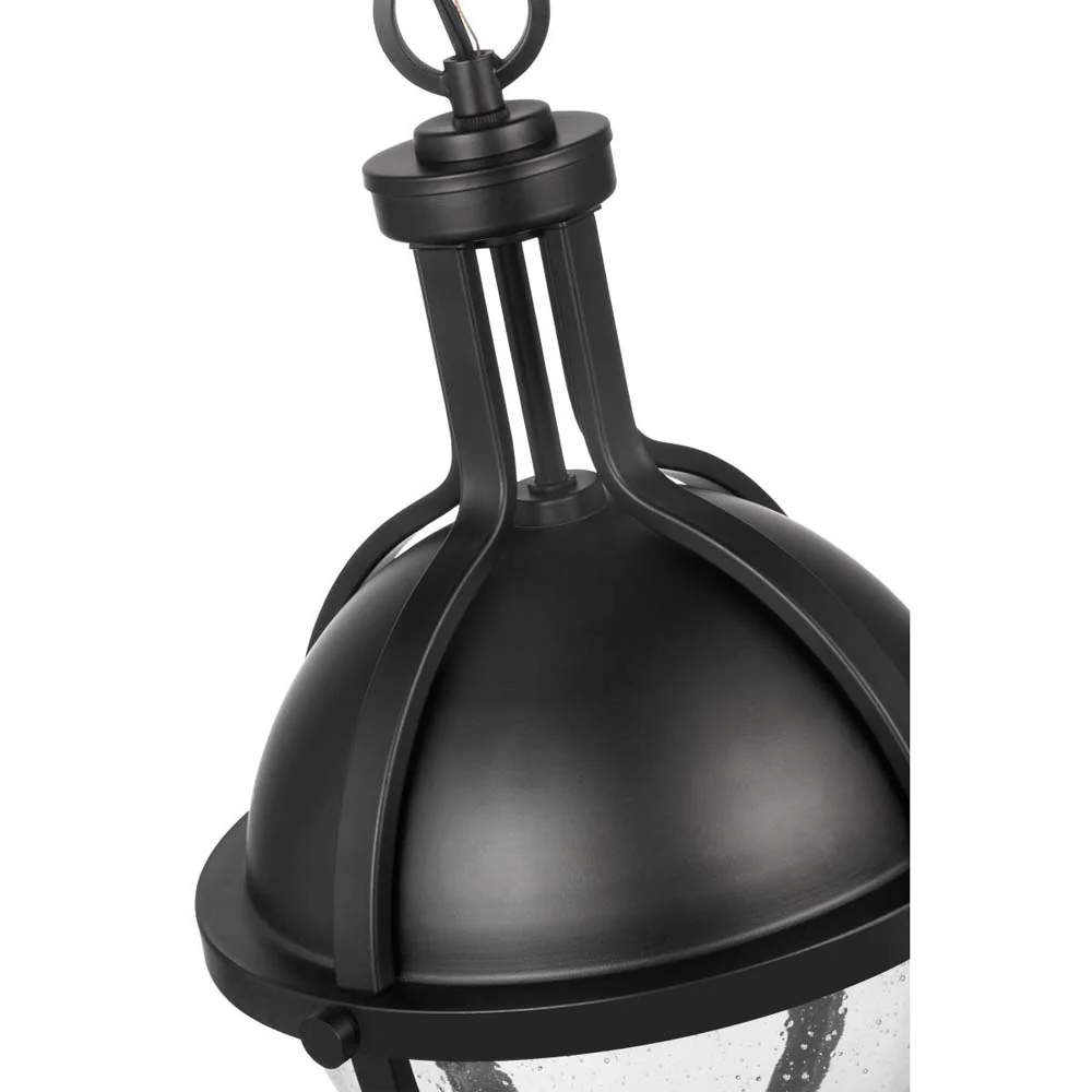 Lincoln Medium Pendant E26 Base 60w Matte Black Finish Clear Seeded Glass - Image 5