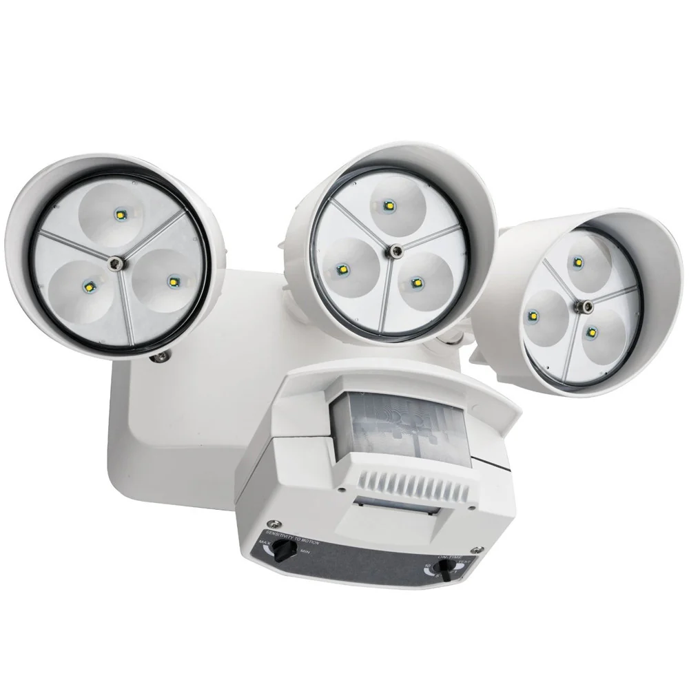 Lithonia White 2 Head Outdoor LED Security Floodlight Motion Sensing Lighting