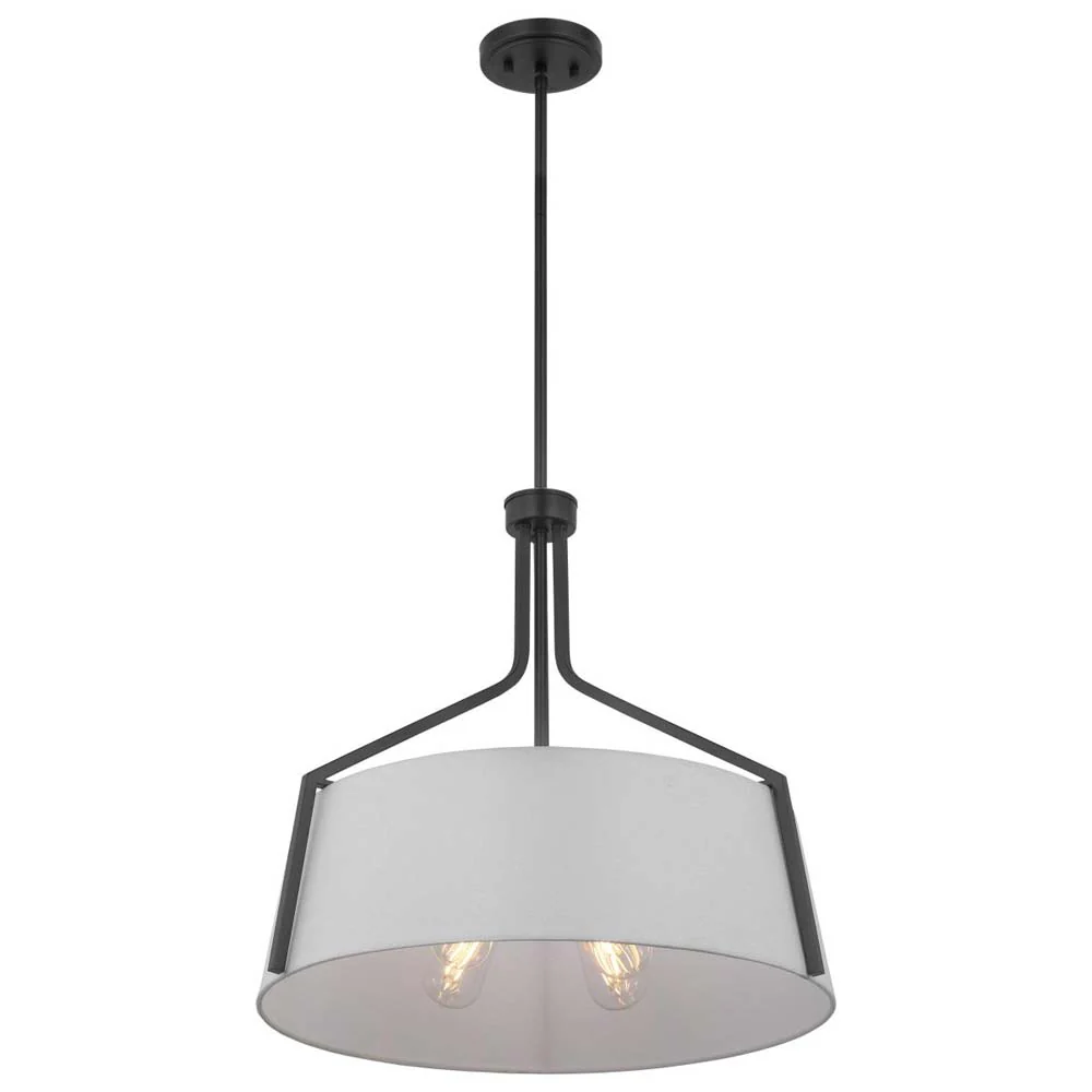 Livingston 4-Light Pendant E26 Base 60w Matte Black Finish White Fabric Shade - Image 3