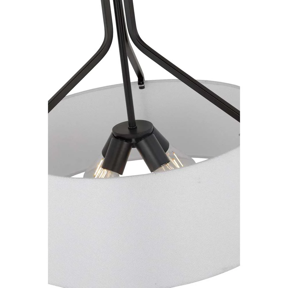 Livingston 4-Light Pendant E26 Base 60w Matte Black Finish White Fabric Shade - Image 5