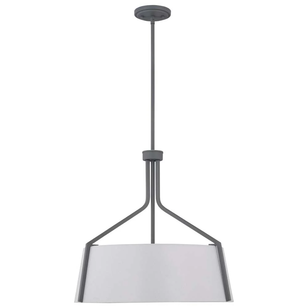 Livingston 4-Light Pendant E26 Base 60w Putty Grey Finish White Fabric Shade - Image 2