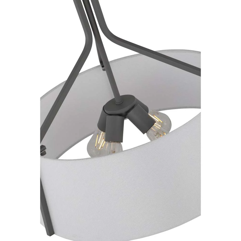 Livingston 4-Light Pendant E26 Base 60w Putty Grey Finish White Fabric Shade - Image 4