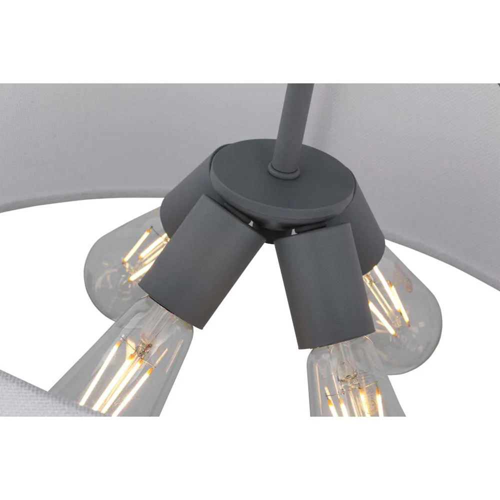 Livingston 4-Light Pendant E26 Base 60w Putty Grey Finish White Fabric Shade - Image 5