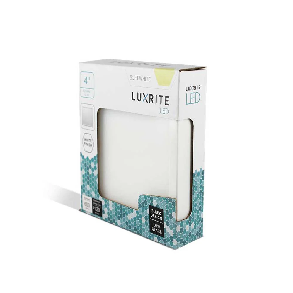 Luxrite 4 Inch 10w Square LED Flush Mount Ceiling Light White Finish 4000K - Image 3