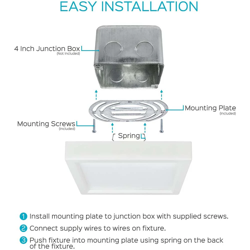 Luxrite 4 Inch 10w Square LED Flush Mount Ceiling Light White Finish 4000K - Image 6