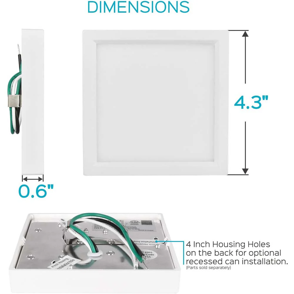 Luxrite 4 Inch 10w Square LED Flush Mount Ceiling Light White Finish 4000K - Image 8