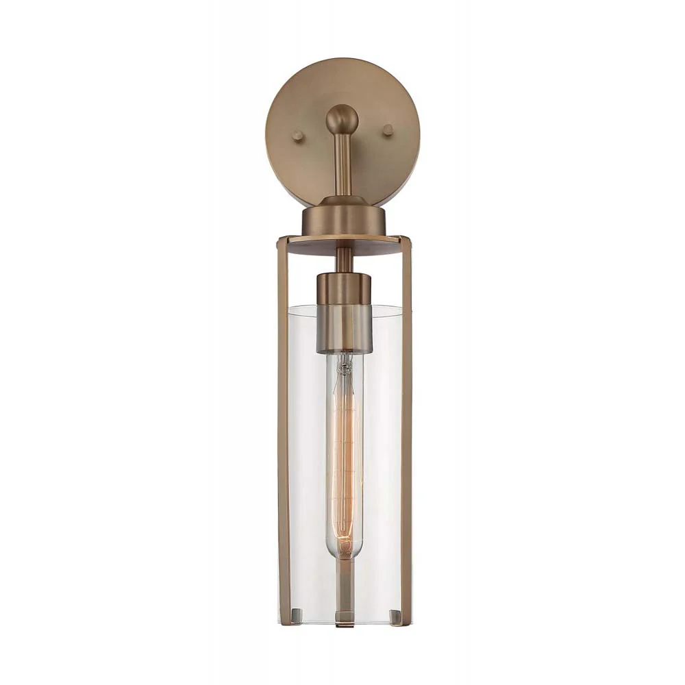 Marina Wall Sconce Fixture Burnished Brass Finish w/ Clear Glass 120v - Image 3