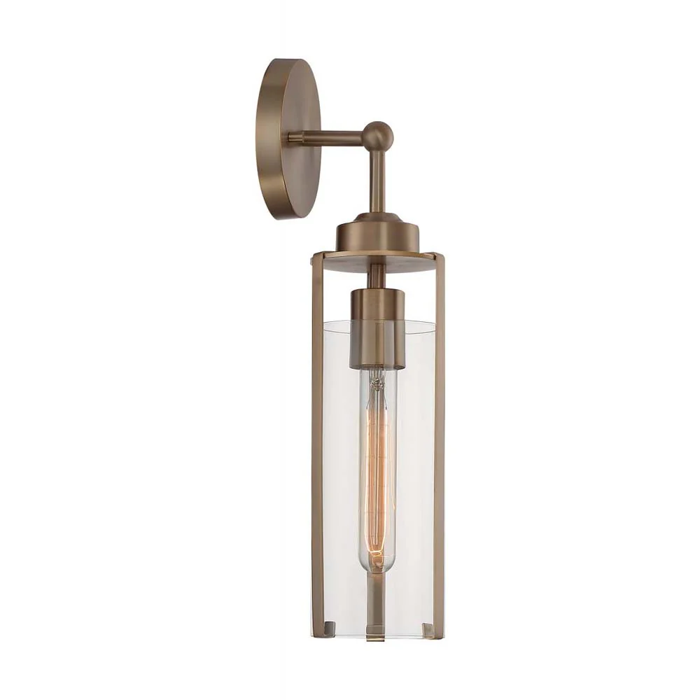 Marina Wall Sconce Fixture Burnished Brass Finish w/ Clear Glass 120v - Image 4