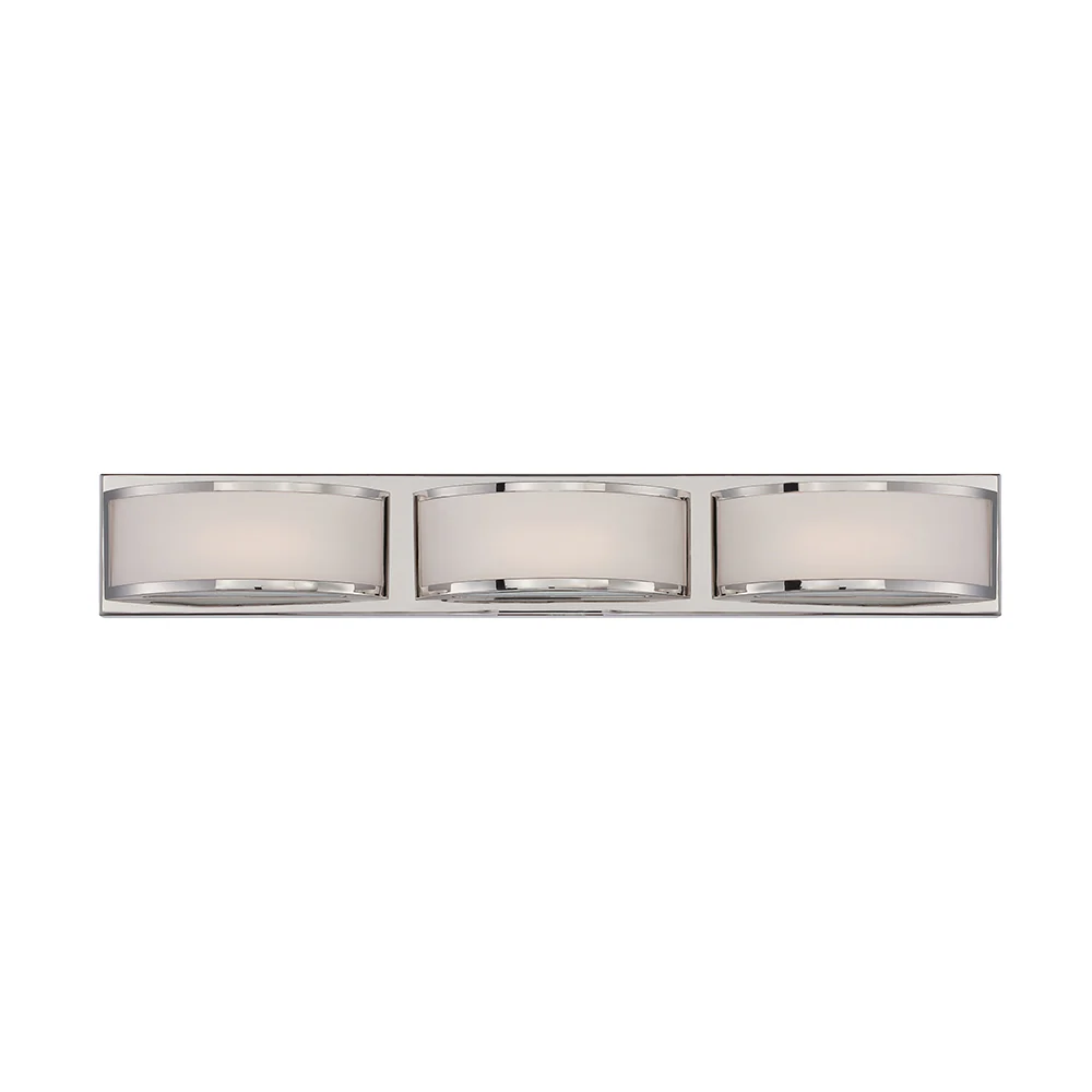 Nuvo Mercer 3-Light LED Vanity Wall Sconce w/ Frosted Glass in Polished Nickel