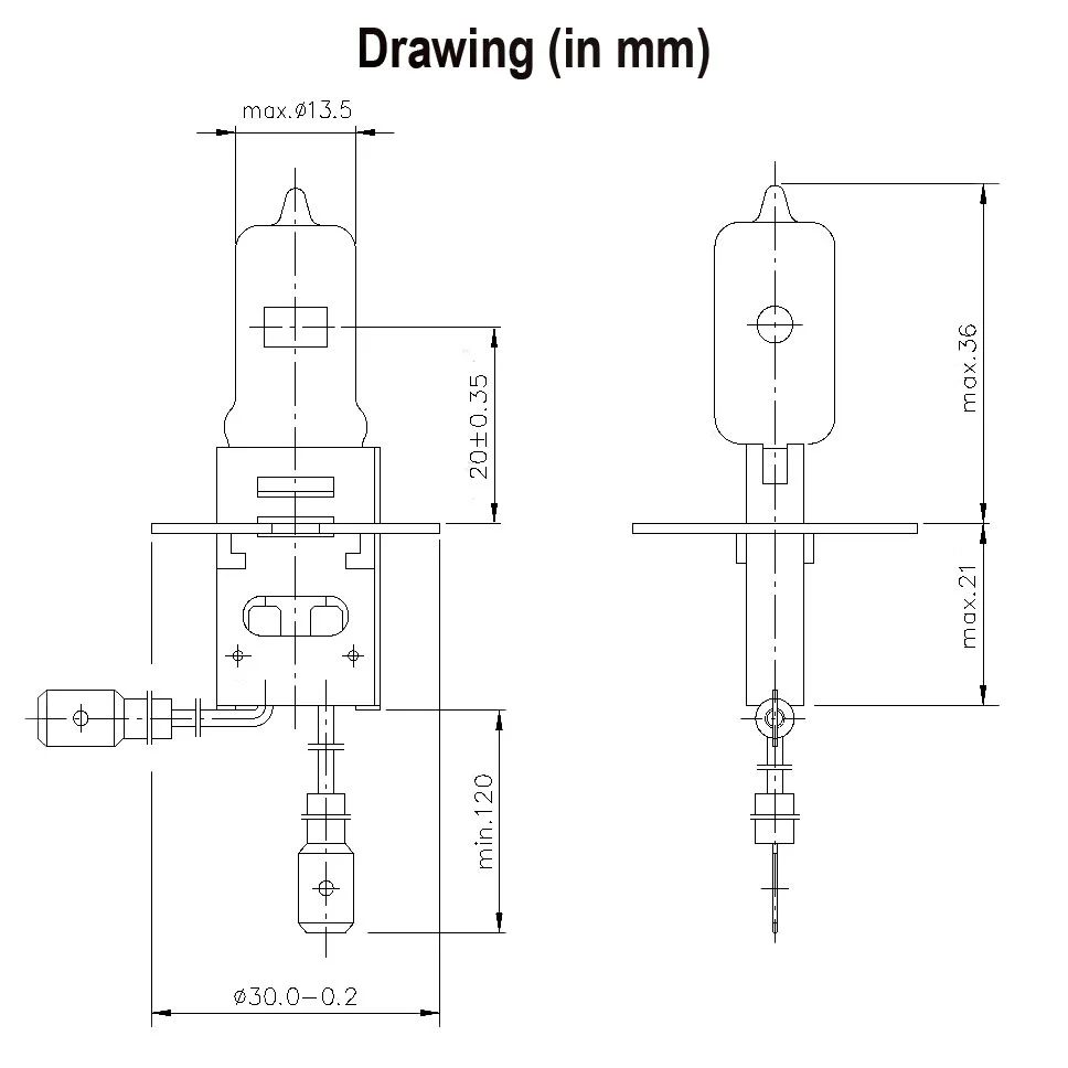 NARVA Type 6117 LL HTR - 200W 6.6A HLX PK30d Male Connector Airfield Bulb - Image 3
