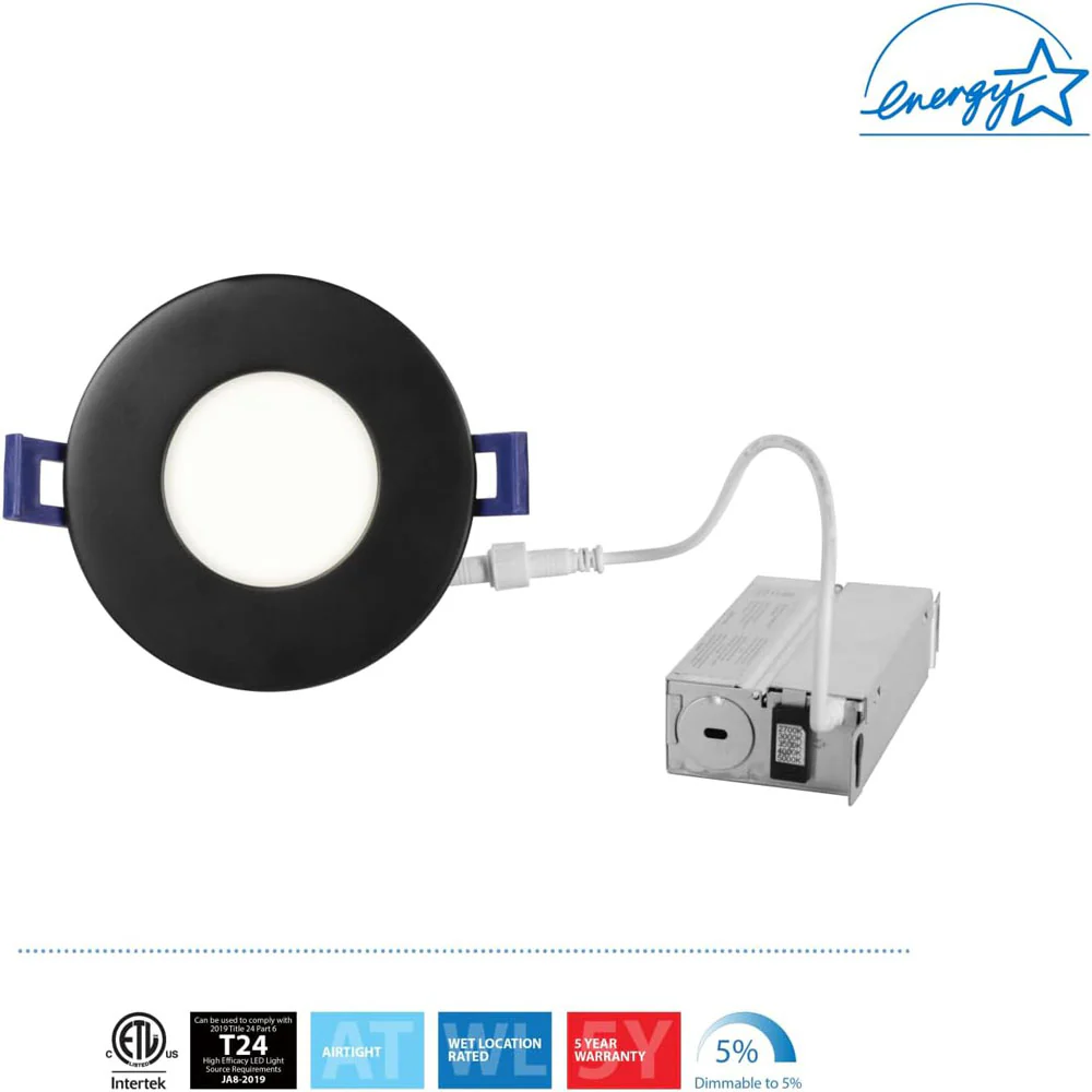 NICOR 3-in 8w Black LED Downlight Kit CCT Selectable - Image 3